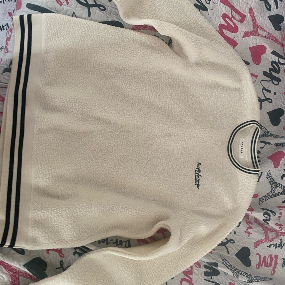 PACSUN Pacifit sunswear Cream Sweater with Black Stripes